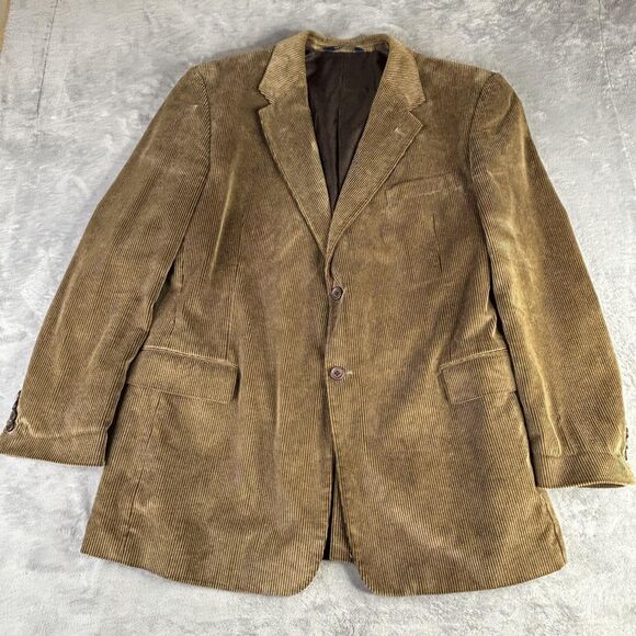 Stafford Blazer Mens 48L Brown Corduroy Two Button Notch Lapel Sport Coat Lined - Picture 1 of 12